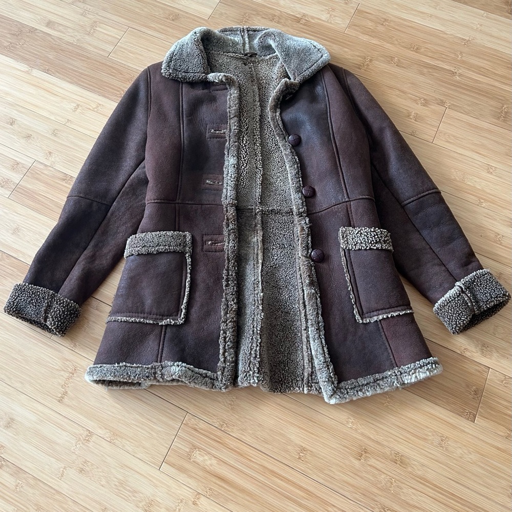 Vintage Cyril at the Ritz Brown Shearling Sheepskin Winter Coat Women’s Size S